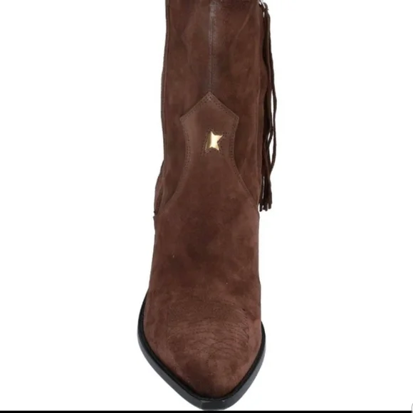 Golden Goose Limited Series Suede Leather Pointed Toe Cowboy Brown Boots… - Picture 7 of 10